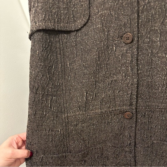 CLASS ROBERTO CAVALLI Womens Hooded Car Utility Coat Crinkled Wool Brown Gray 8 - Picture 5 of 15